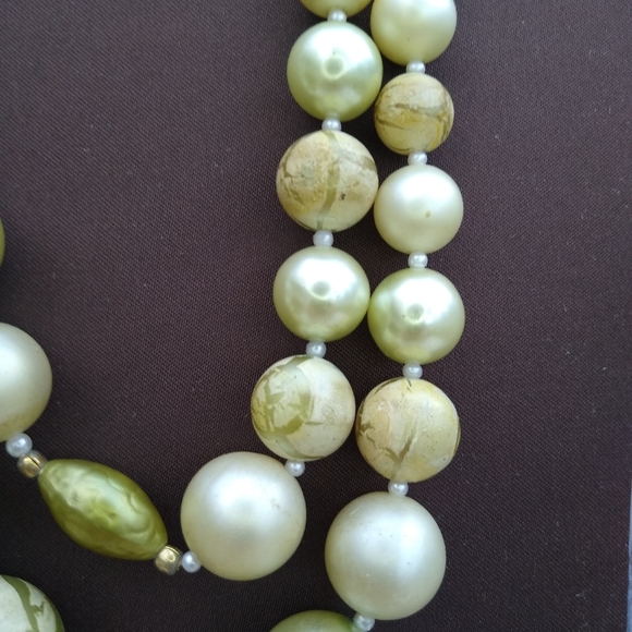 Vintage Crackle Glass faux Pearl 2 Strand Necklace - Picture 11 of 12